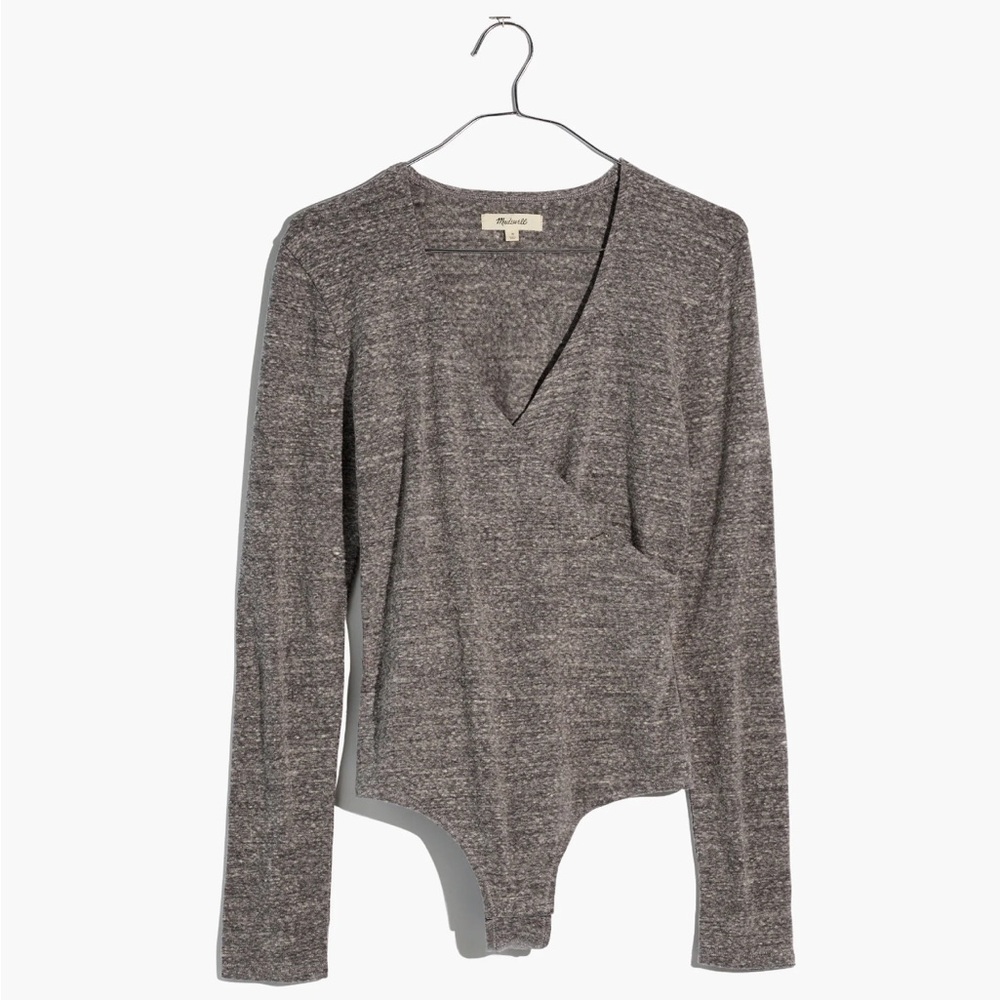 Madewell Gray Wrap Bodysuit XXS